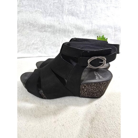 Dansko Sera Milled Nubuck Black Open Toe Ankle Strap Sandals Size 8.5 - Picture 10 of 14